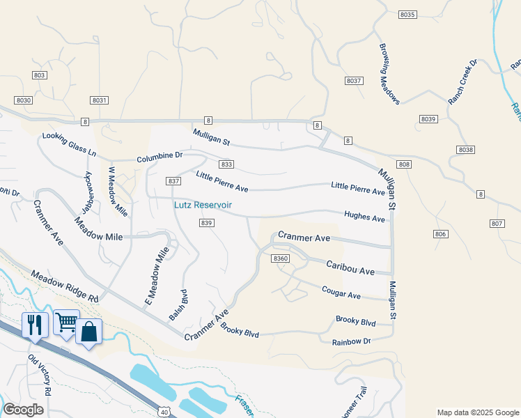 map of restaurants, bars, coffee shops, grocery stores, and more near 419 County Road in Granby