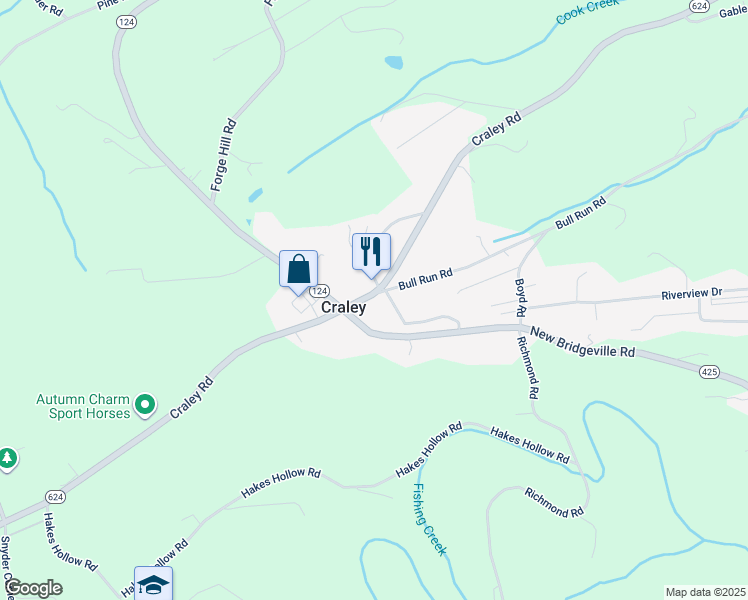 map of restaurants, bars, coffee shops, grocery stores, and more near 2620 Craley Road in Wrightsville