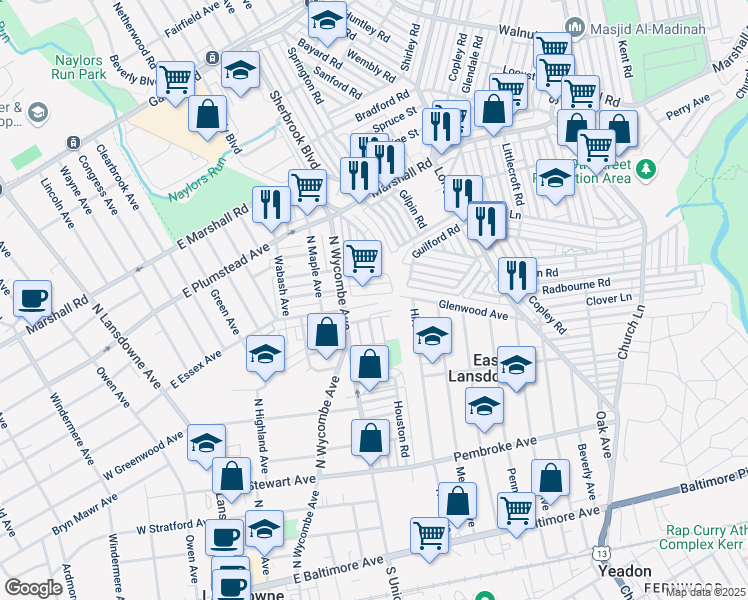 map of restaurants, bars, coffee shops, grocery stores, and more near 250 Le Carra Drive in Lansdowne