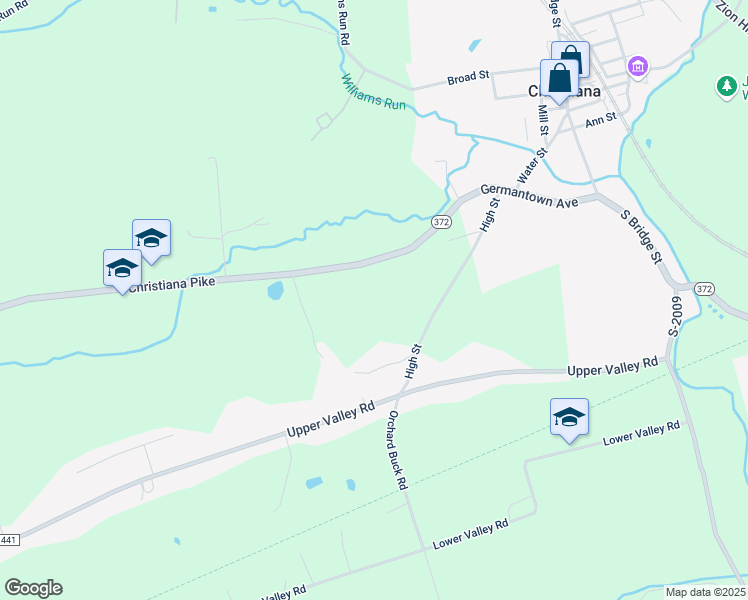 map of restaurants, bars, coffee shops, grocery stores, and more near 32 Christiana Pike in Christiana