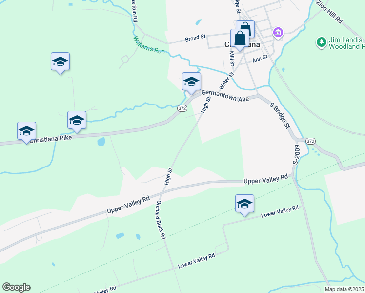 map of restaurants, bars, coffee shops, grocery stores, and more near 35 High St in Christiana
