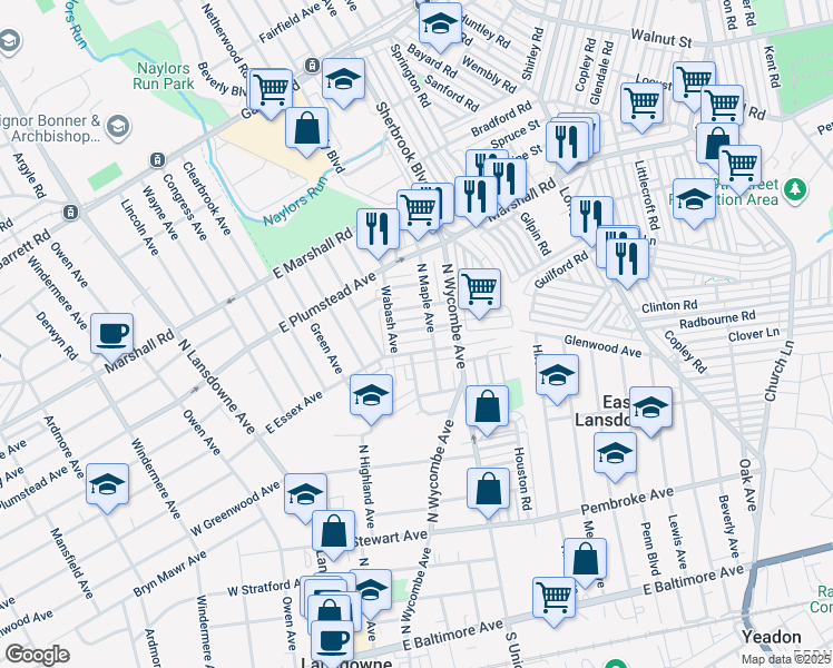 map of restaurants, bars, coffee shops, grocery stores, and more near 168 Blackburn Avenue in Lansdowne