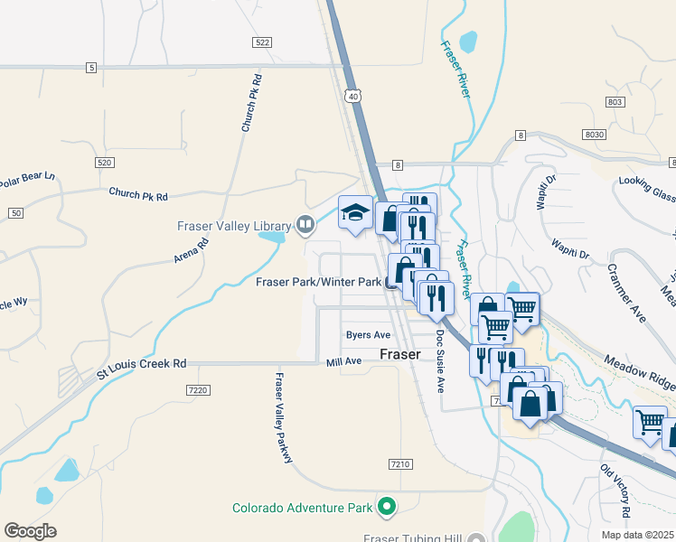 map of restaurants, bars, coffee shops, grocery stores, and more near 401 Norgren Road in Parshall
