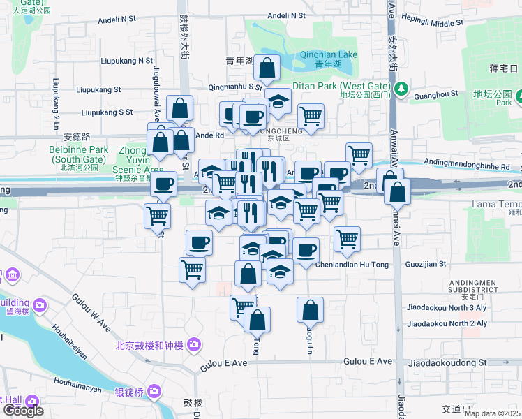 map of restaurants, bars, coffee shops, grocery stores, and more near in 