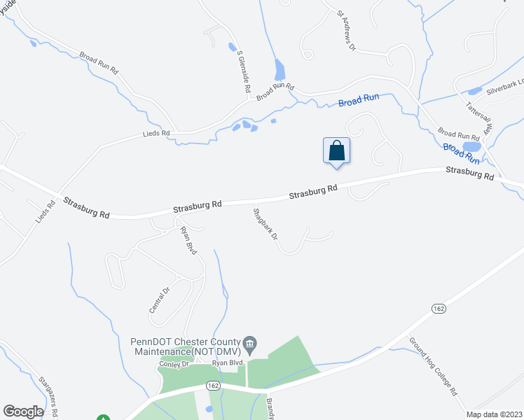 map of restaurants, bars, coffee shops, grocery stores, and more near 704 Shagbark Drive in West Chester