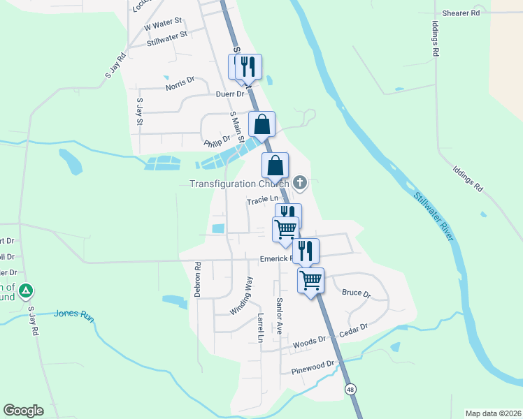 map of restaurants, bars, coffee shops, grocery stores, and more near 8 Micaela Court in West Milton