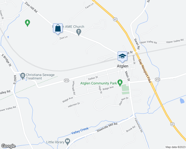 map of restaurants, bars, coffee shops, grocery stores, and more near 612 Valley Avenue in Atglen