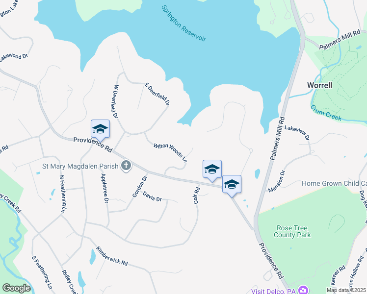 map of restaurants, bars, coffee shops, grocery stores, and more near 110 Wilton Woods Lane in Media