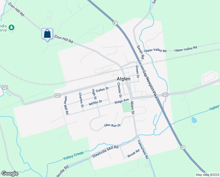 map of restaurants, bars, coffee shops, grocery stores, and more near 436 Dallas Street in Atglen