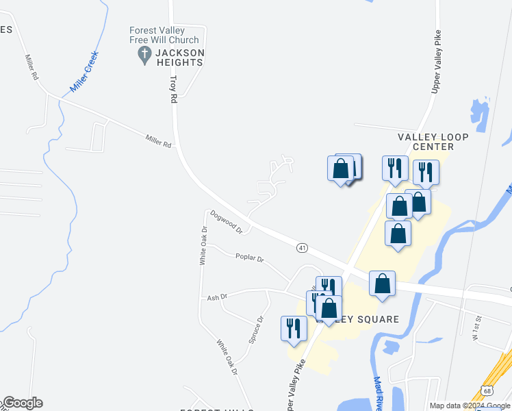 map of restaurants, bars, coffee shops, grocery stores, and more near 1511 Limba Drive in Springfield