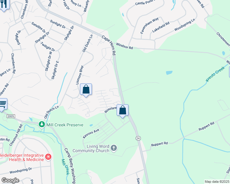 map of restaurants, bars, coffee shops, grocery stores, and more near 2406 Cape Horn Road in Red Lion