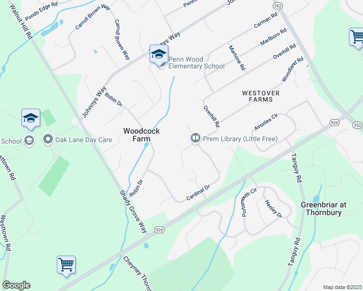 map of restaurants, bars, coffee shops, grocery stores, and more near 1433 Overhill Road in West Chester