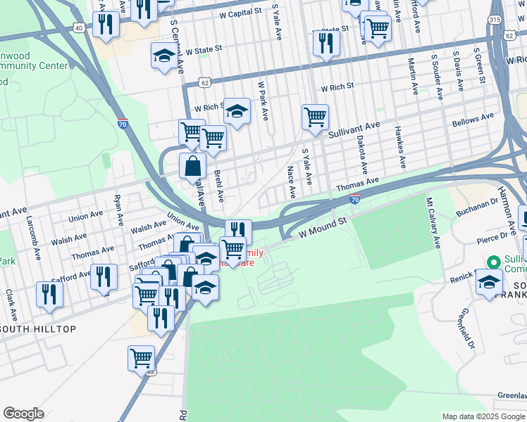 map of restaurants, bars, coffee shops, grocery stores, and more near 488 South Princeton Avenue in Columbus