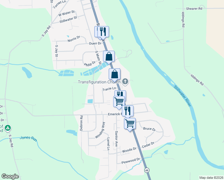 map of restaurants, bars, coffee shops, grocery stores, and more near 8 Micaela Court in West Milton