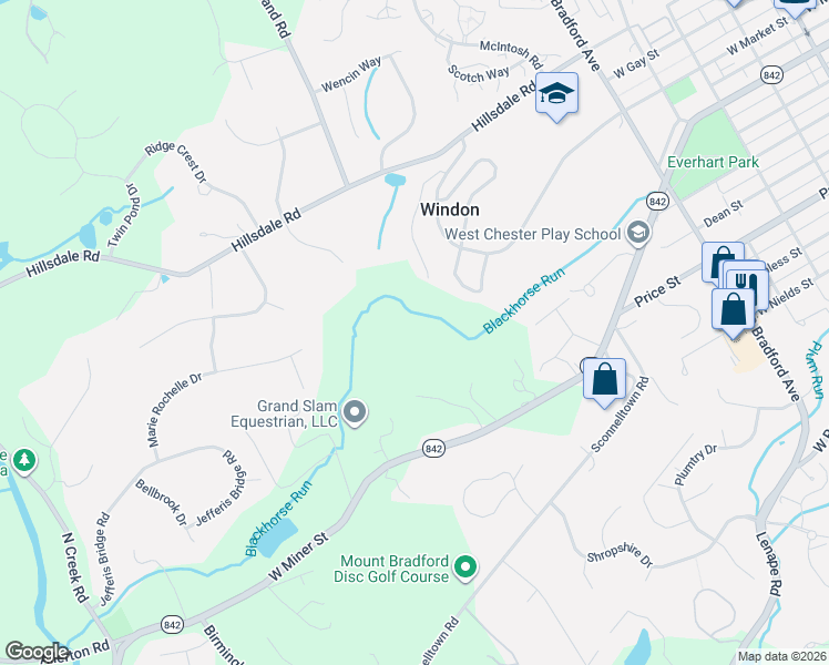 map of restaurants, bars, coffee shops, grocery stores, and more near 185 South Benjamin Drive in West Chester