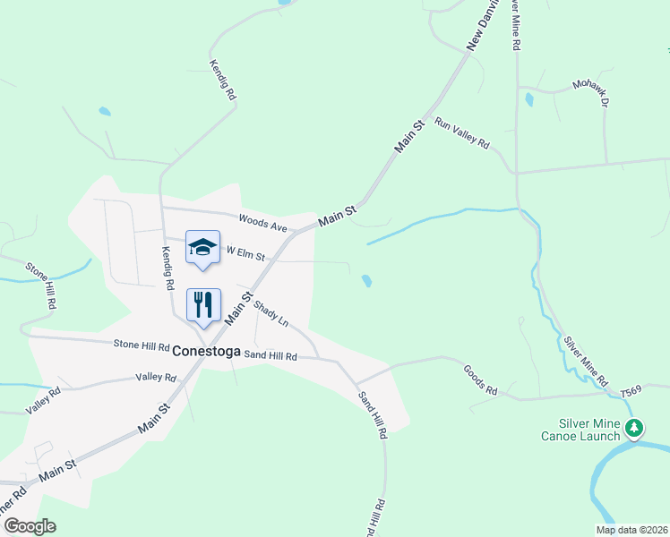 map of restaurants, bars, coffee shops, grocery stores, and more near 82 Elm Street in Conestoga