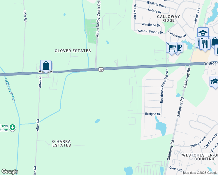 map of restaurants, bars, coffee shops, grocery stores, and more near 6145 West Broad Street in Galloway