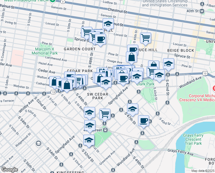 map of restaurants, bars, coffee shops, grocery stores, and more near 902 Farragut Street in Philadelphia