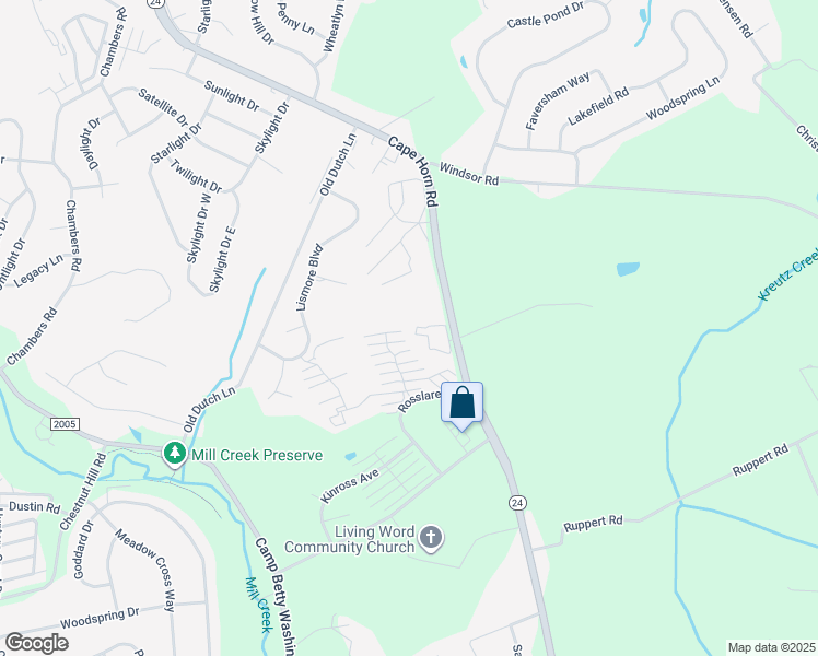 map of restaurants, bars, coffee shops, grocery stores, and more near 2406 Cape Horn Road in Red Lion