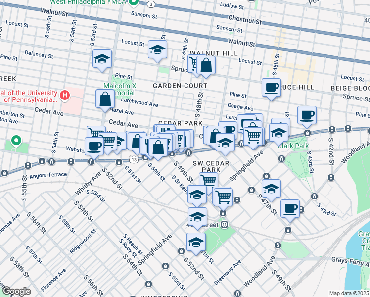 map of restaurants, bars, coffee shops, grocery stores, and more near in Philadelphia