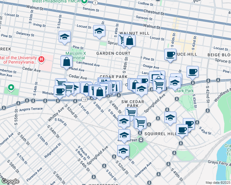map of restaurants, bars, coffee shops, grocery stores, and more near in Philadelphia
