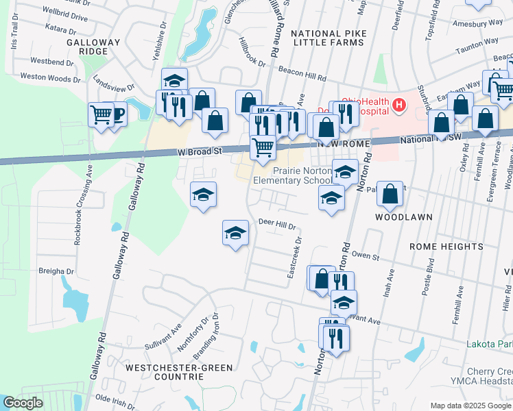 map of restaurants, bars, coffee shops, grocery stores, and more near 5600 Deer Hill Drive in Galloway