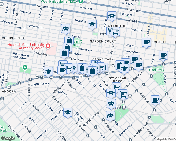 map of restaurants, bars, coffee shops, grocery stores, and more near in Philadelphia