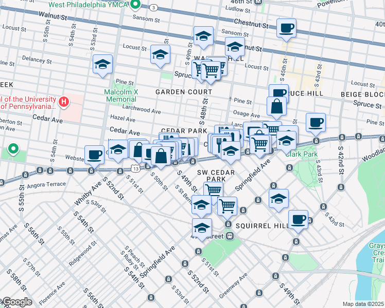 map of restaurants, bars, coffee shops, grocery stores, and more near in Philadelphia