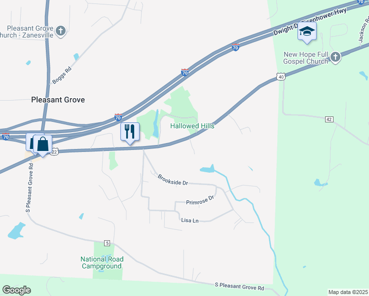 map of restaurants, bars, coffee shops, grocery stores, and more near 3125 East Pike in Zanesville