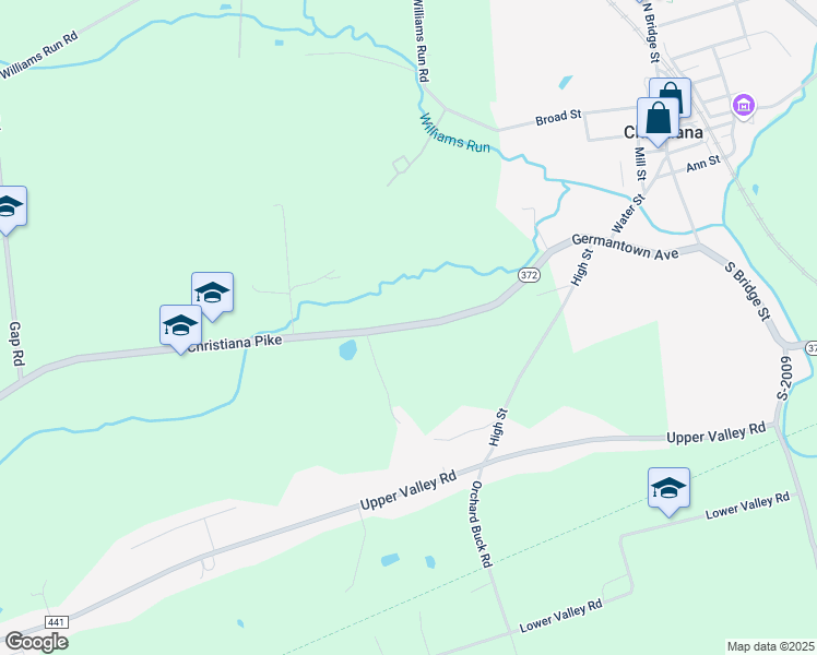 map of restaurants, bars, coffee shops, grocery stores, and more near 38 Christiana Pike in Christiana