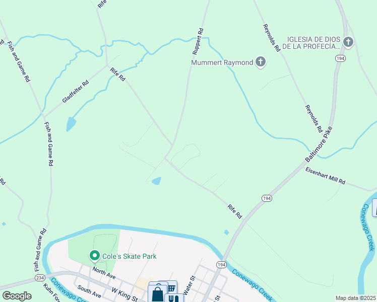 map of restaurants, bars, coffee shops, grocery stores, and more near 203 Rife Road in East Berlin