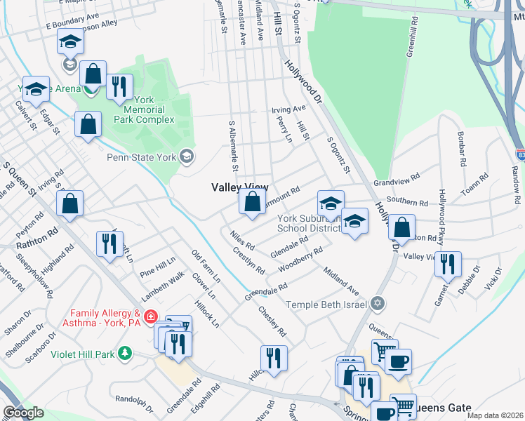 map of restaurants, bars, coffee shops, grocery stores, and more near 777 Clearmount Road in York