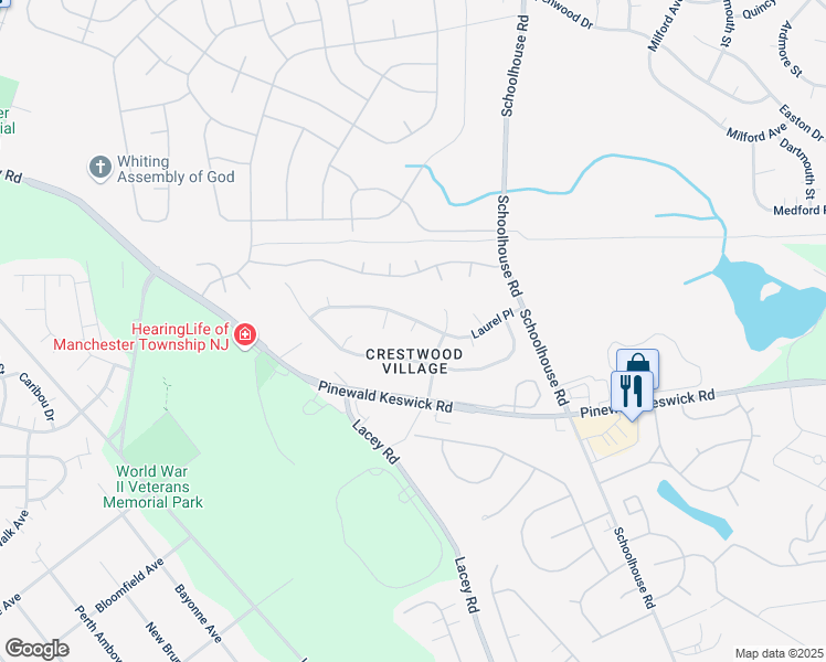 map of restaurants, bars, coffee shops, grocery stores, and more near 204 Aster Place in Manchester Township