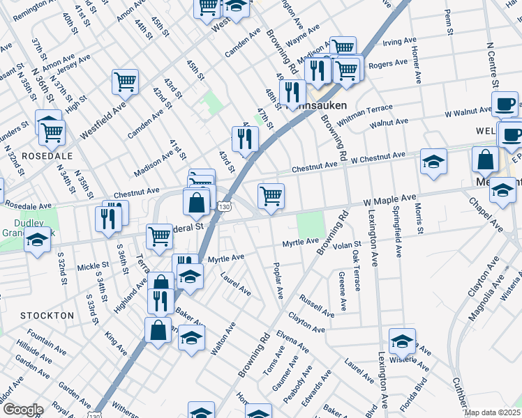 map of restaurants, bars, coffee shops, grocery stores, and more near in 