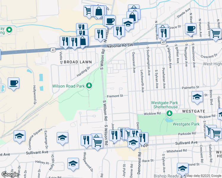 map of restaurants, bars, coffee shops, grocery stores, and more near 3522 Sanita Court in Columbus