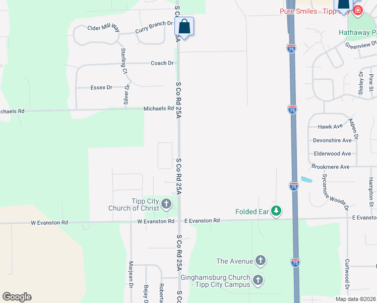 map of restaurants, bars, coffee shops, grocery stores, and more near 6001-6399 South County Road 25A in Tipp City