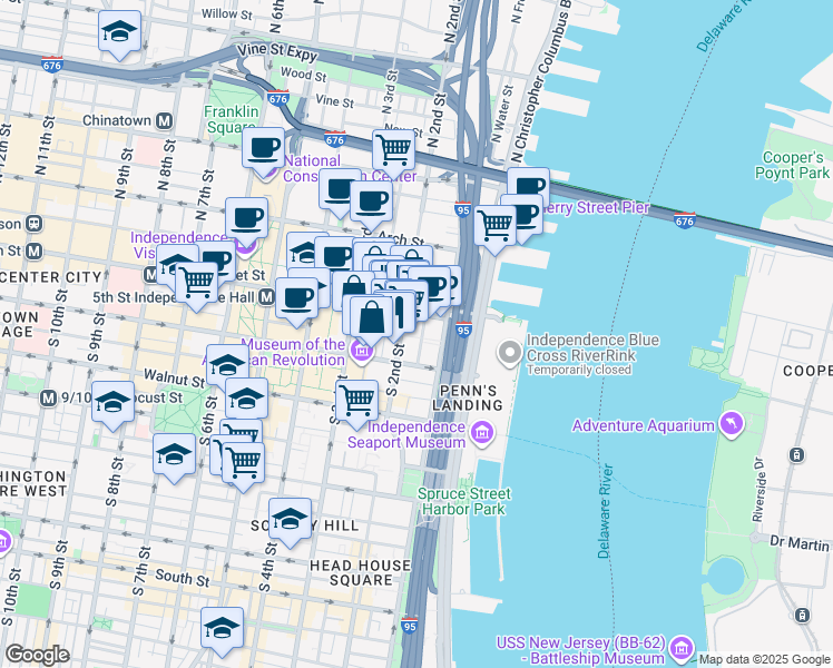 map of restaurants, bars, coffee shops, grocery stores, and more near 12 Letitia Street in Philadelphia