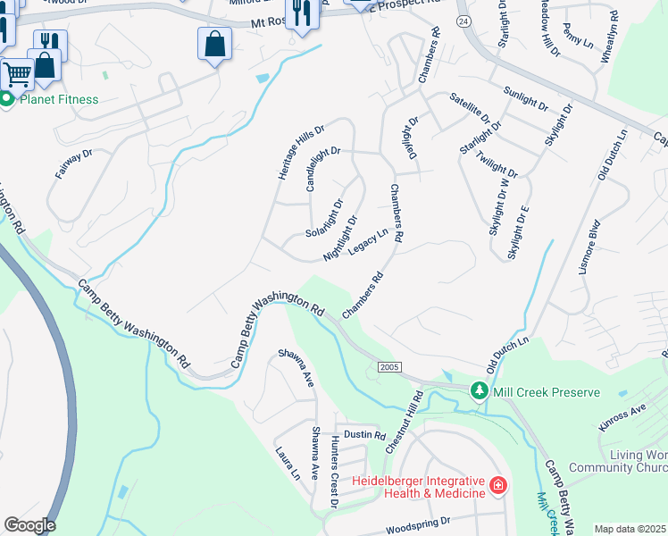 map of restaurants, bars, coffee shops, grocery stores, and more near 869 Nightlight Drive in York