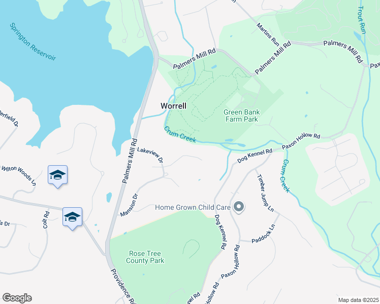map of restaurants, bars, coffee shops, grocery stores, and more near 204 Birnam Wood Lane in Media