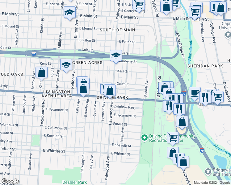 map of restaurants, bars, coffee shops, grocery stores, and more near 862 Fairwood Avenue in Columbus