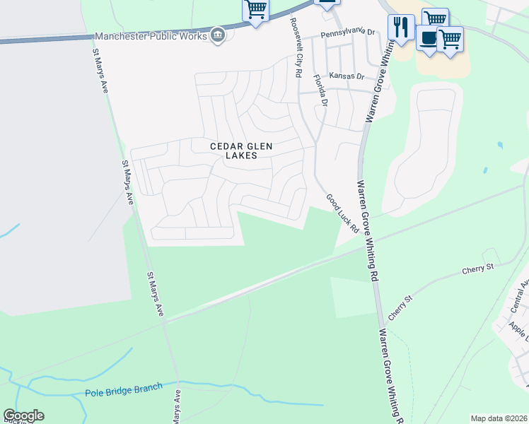map of restaurants, bars, coffee shops, grocery stores, and more near 46 Louisiana Way in Manchester Township