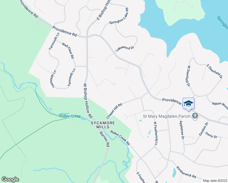 map of restaurants, bars, coffee shops, grocery stores, and more near 50 Toft Woods Way in Media