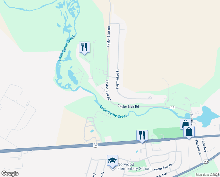 map of restaurants, bars, coffee shops, grocery stores, and more near 445 Taylor Blair Road in West Jefferson