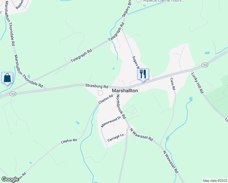 map of restaurants, bars, coffee shops, grocery stores, and more near 1405 Clayton Road in West Chester