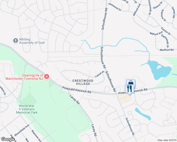 map of restaurants, bars, coffee shops, grocery stores, and more near 204 Aster Place in Manchester Township