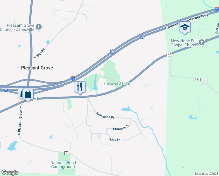 map of restaurants, bars, coffee shops, grocery stores, and more near 3125 East Pike in Zanesville