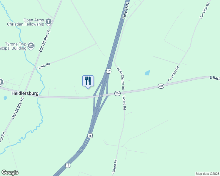 map of restaurants, bars, coffee shops, grocery stores, and more near 78 East Berlin Road in York Springs