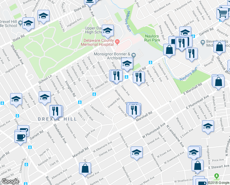 map of restaurants, bars, coffee shops, grocery stores, and more near 380 Windermere Avenue in Lansdowne