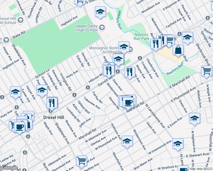 map of restaurants, bars, coffee shops, grocery stores, and more near 380 Windermere Avenue in Lansdowne