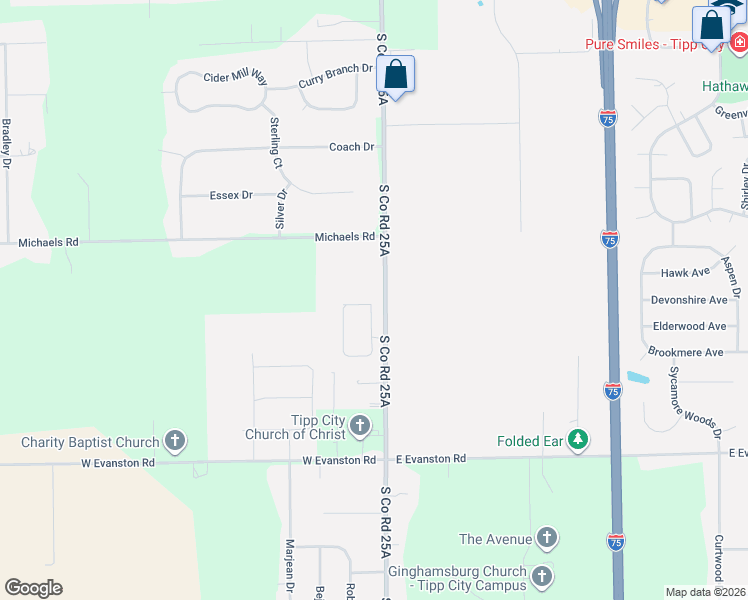 map of restaurants, bars, coffee shops, grocery stores, and more near 6200 South Co Road 25A in Tipp City